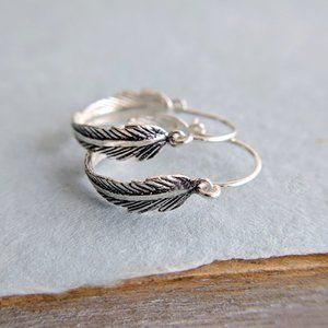 NEW Sundance Catalog New Heart & Silver Hoop Earring